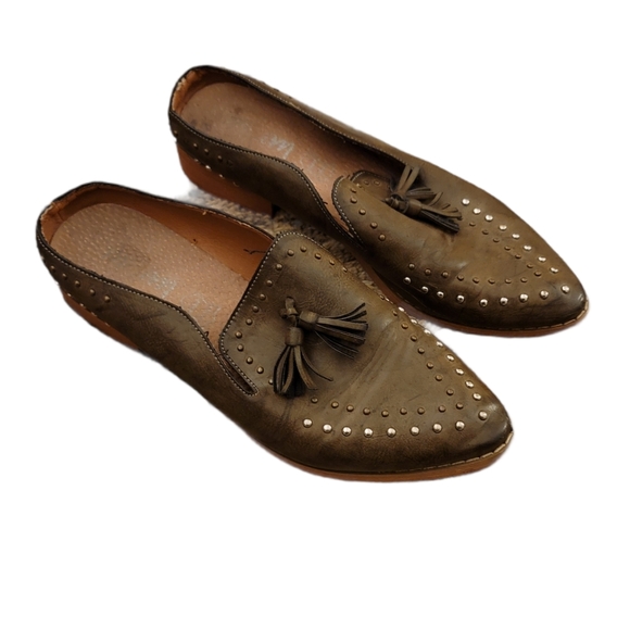 Mi iM Womens Brown Studded Tassle Mules 5.5 - Picture 1 of 11